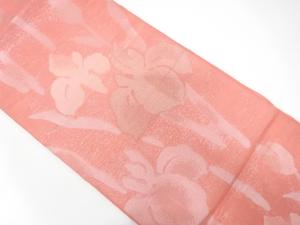 紗　菖蒲模様織り出し　袋帯